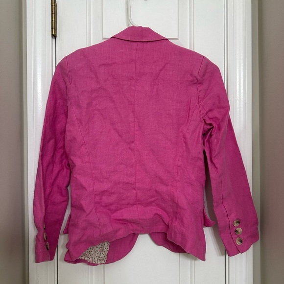 Gibson Women's Linen Blazer XS Pink Stylish Suit Jacket Work Business Cotton - Picture 4 of 8